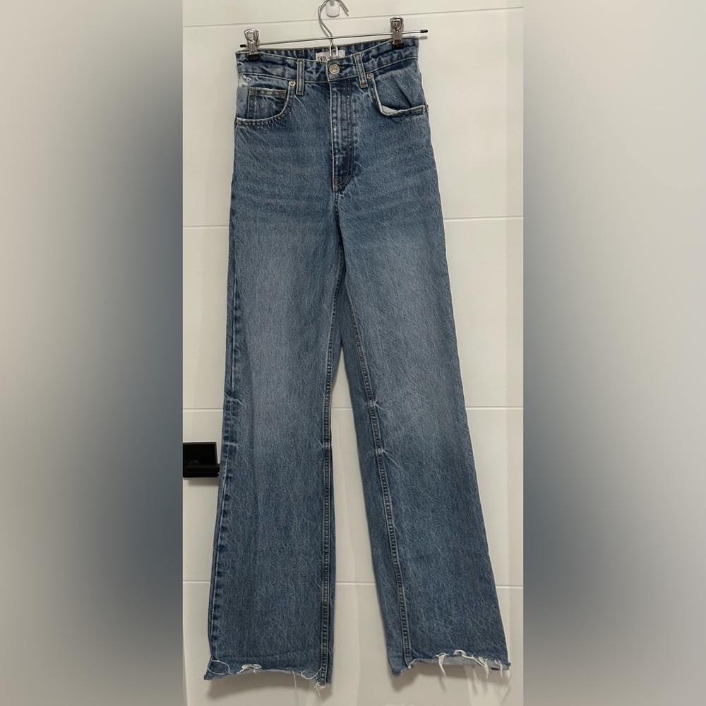 πLike Newπ Zara: Wide Leg Distressed Women's Jeans- Size 0